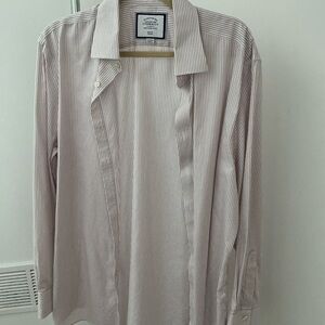 Charles Tyrwhitt Men's Striped Dress Shirt - White and Gray